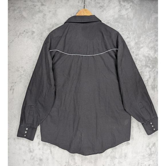 ELY Cattleman Men's XL Western Pearl Snap Shirt Black Red Rose Embroidered - Picture 2 of 7